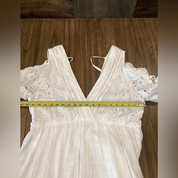 IRO Meila eyelet white cotton mini cold shoulder Longsleeve Mini dress 38 nwt - Picture 6 of 14